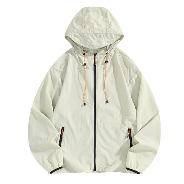 Maqroz Veste de Soleil pour Homme UPF 50++ à Capuche à Fermeture Éclair Intégrale Protection UV SPF Rafraîchissante Légère avec Poches Été Ajustable Séchage Rapide Veste de Sport de Piste Randonnée Pêche Plein Air Vert m
