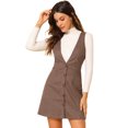 thumbnail image 1 of INSPIRE CHIC Women's Overall Suspender Check Houndstooth Pinafore Dress, 1 of 6