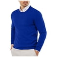 thumbnail image 1 of LUOGENLI Chandails et Pulls pour Hommes Coton Homme Automne et Hiver Lisse Confortable Léger Drapé Peau Douce Texturé Coupe Ajustée Col Rond Manches Longues Chandails pour Hommes Décontracté à Fermeture Éclair Bleu Taille g, 1 of 8