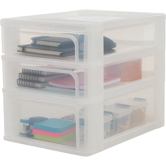 Storage Tower, Organizer, 3 Drawers, A4 Format, Transparent, Office, Living Room - Organizer Chest Och-2021 - White