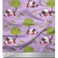 thumbnail image 1 of Soimoi Velvet Fabric Tree & Dog Kids Print Fabric by The Yard 58 Inch Wide, 1 of 3