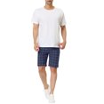 thumbnail image 2 of INSPIRE CHIC Men's Shorts Slim Fit Plaid Button Lightweight Twill Shorts 36 Navy, 2 of 7