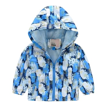 Toddler Kids Baby Boys Girls Fashion Cute Cartoon Flowers Rabbit Pattern Windproof Jacket Hooded Coat