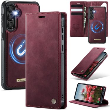 CaseMe Wallet Case for Samsung Galaxy A56 / A36 5G, 2-in-1 PU Leather【RFID Blocking】Flip Card Holder Stand Shockproof Magnetic Detachable Cover for Samsung Galaxy A56 / A36 5G 6.7",Wine Red