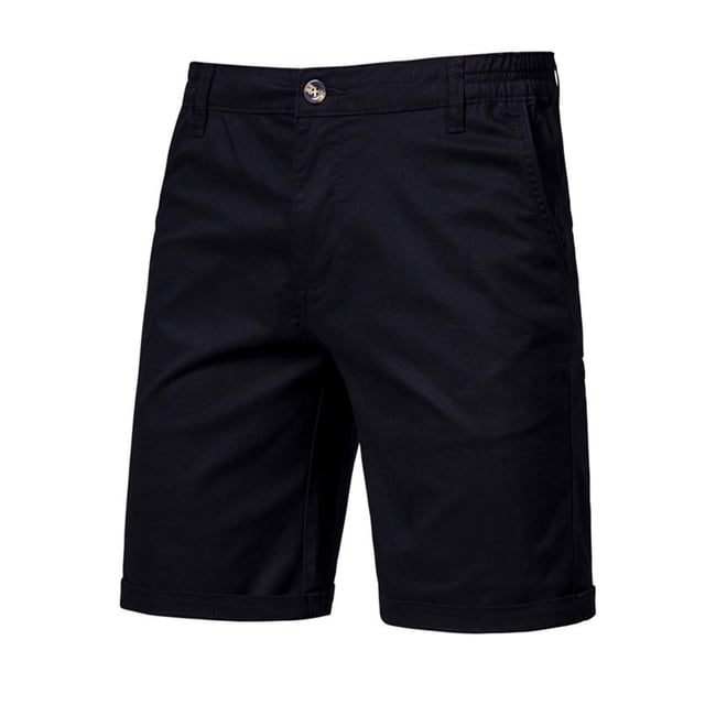 Yuzhih Summer Shorts for Men Slim Stretch Twill Flat Front Shorts Basic Solid Color Lounge Shorts with Pockets