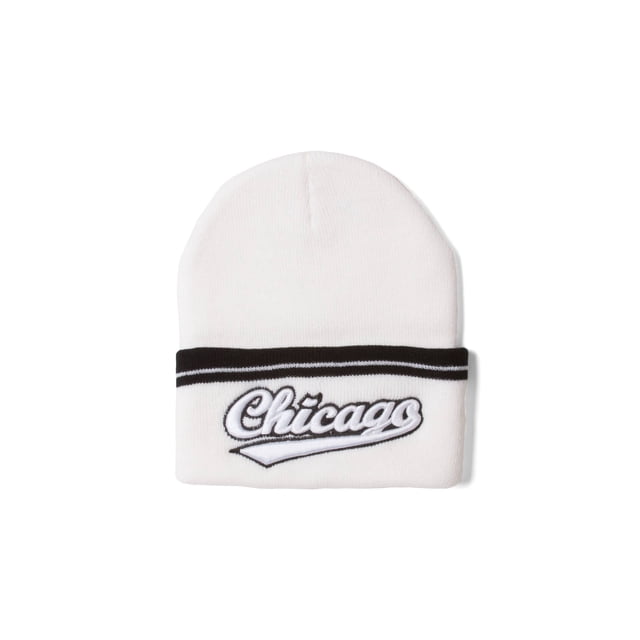 City Caps Tuque d'Hiver Blanche à Revers Chicago