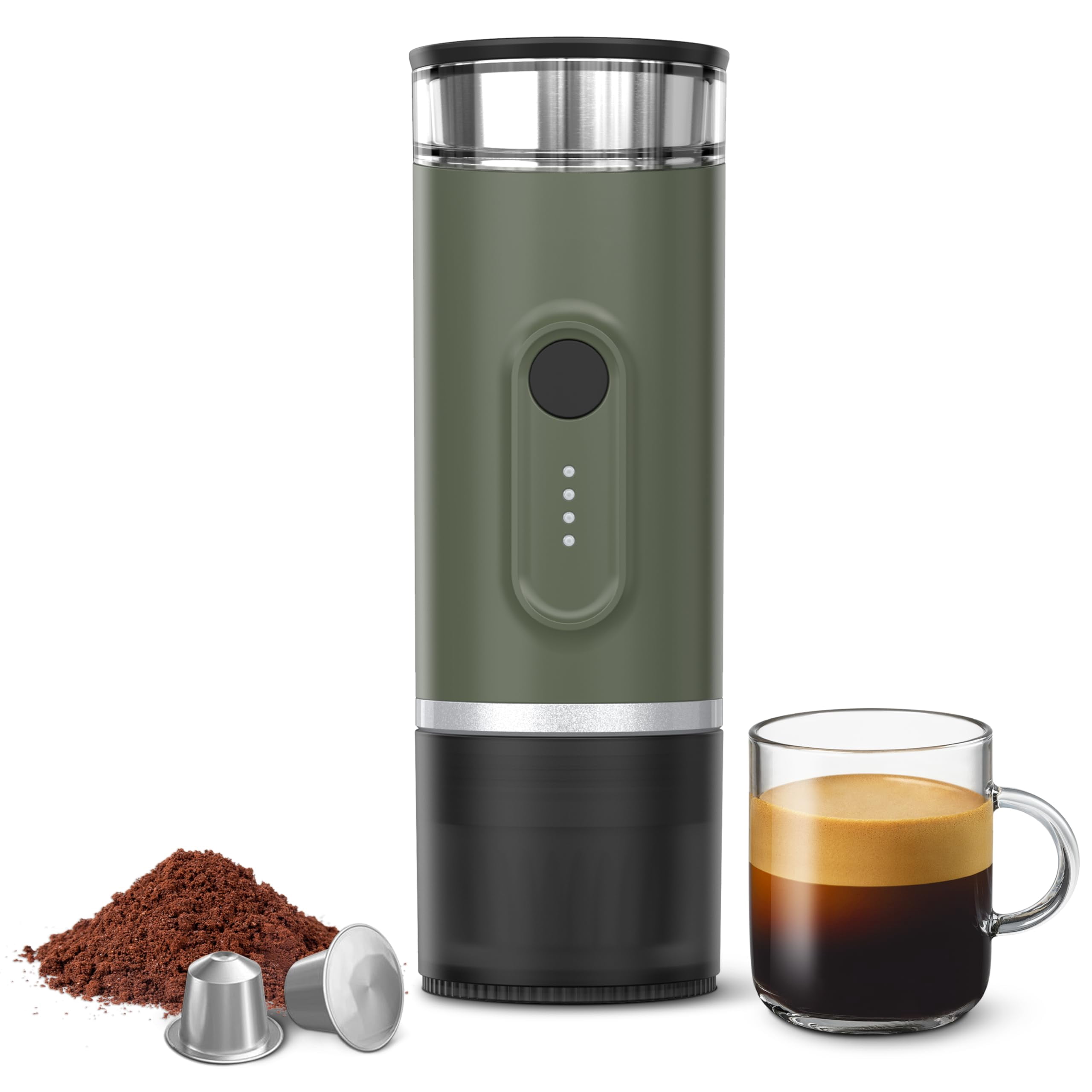 KAGWON Portable Electric Espresso Machine, Self-Heating Travel Coffee Maker with USB-C, Compatible with Ground Coffee & NS Capsules, Ideal for Campin