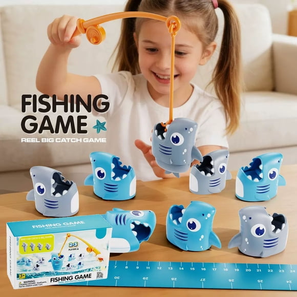 CaiYueKe Shark Fishing Skill Game, Interactive Tabletop Arcade, Math Measurement Learning Fine Motor Game, Family Fun Board Game Activity with Measuring Tape