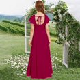 thumbnail image 3 of XIMIN Girls Plus Size Square Neck Solid Color Chiffon Bridesmaid Dresses Formal Cocktail Party Dresses with Sleeves Ruffle High Low Evening Formal Dress, 3 of 5