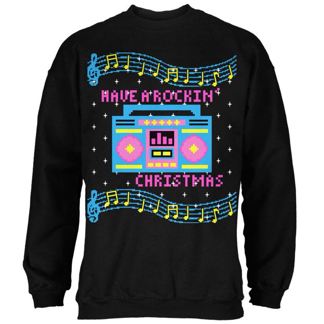 Chandail Rétro Boombox Musique « Have a Rockin' Ugly Noël Sweater » pour Homme