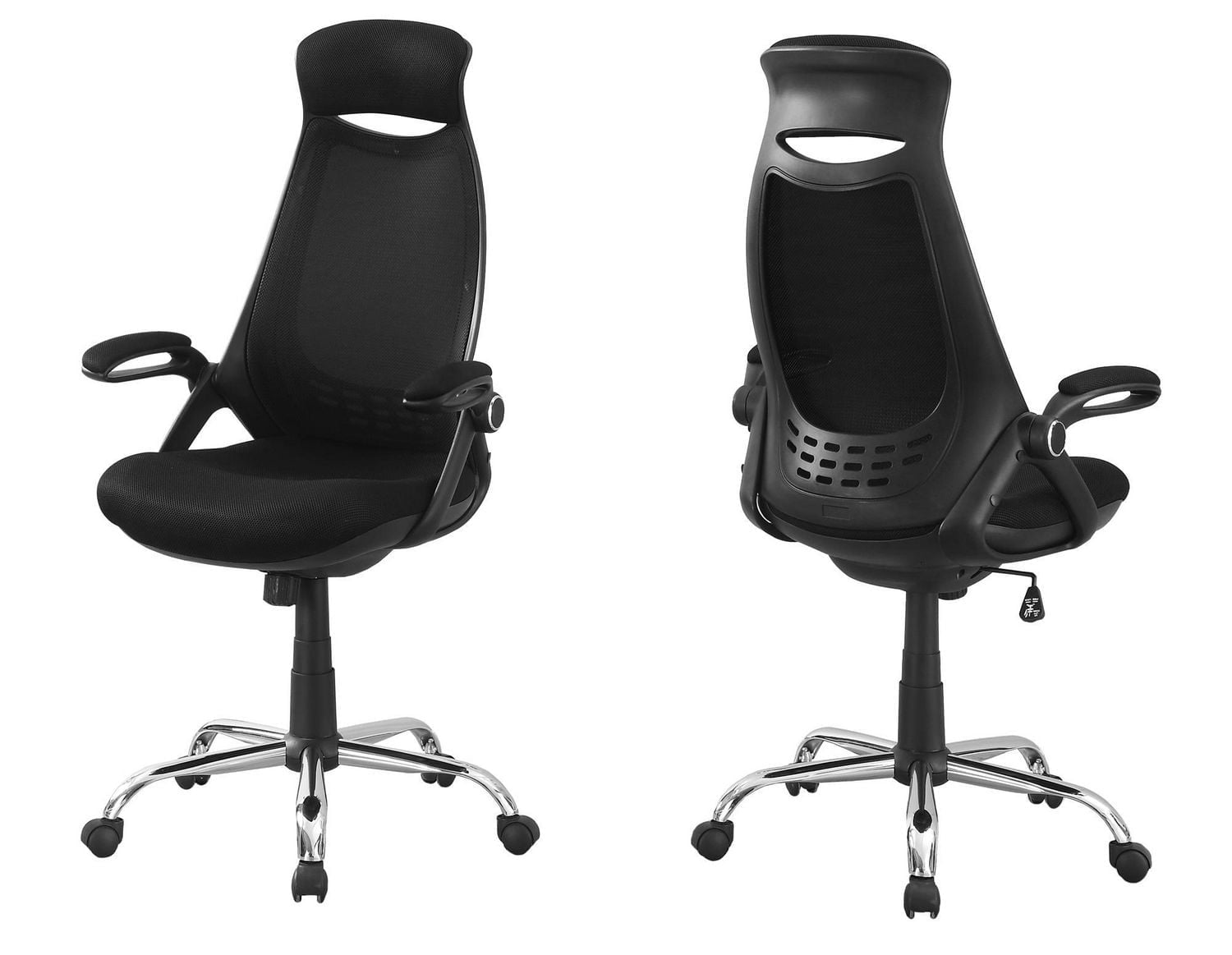 Monarch Specialties Office Chair, Adjustable Height, Swivel, Ergonomic, Armrests, Computer Desk, Work, Metal, Mesh, Black, Chrome, Contemporary, Modern