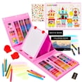thumbnail image 1 of KINSPORY 290 Pack Drawing Set, Double-Side Trifold Art Easel, Gift for Beginners Artists Kids(Pink), 1 of 7