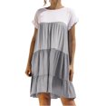 thumbnail image 1 of Bigersell Robe Grande Taille pour Femmes Liquidation Femme Col Rond Manches Courtes Longueur Genou Robe Soleil Style de Robe D-5 Robes Midi de Fête Dames 2024 Robes d'Été Régulières, Gris TTG, 1 of 3