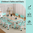 thumbnail image 3 of JoanKaren Ensemble de Table pour Enfants Réglable et 6 Chaises, Centre Multi-Activités avec Surface Résistante aux Graffiti pour Salle de Jeux et Bureau, Bleu Pâle, 3 of 6