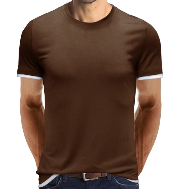 Black Muscle Shirt men Short-Sleeve Beefy Muscle Basic Solid Pure Color Blouse Tee Shirt Top