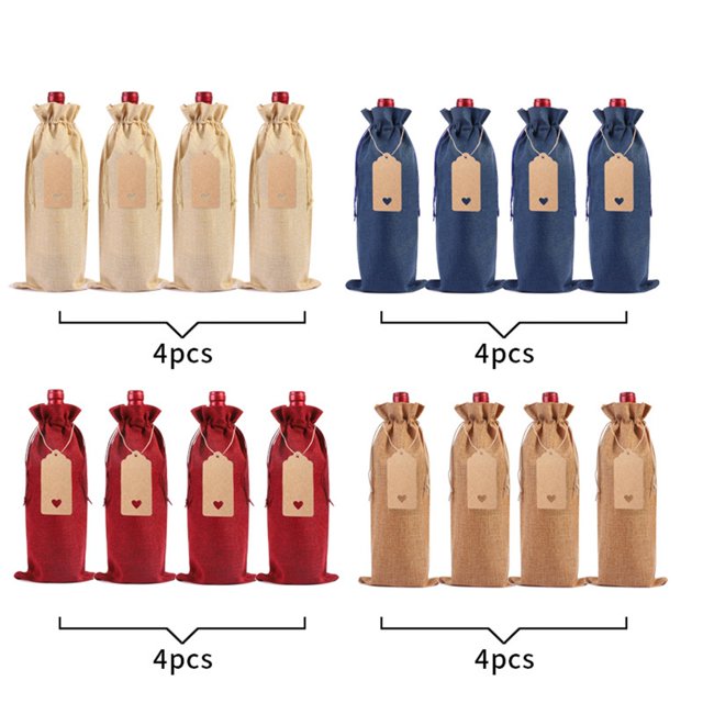 Birdeem Linen Wine Bottle Bag Set Wine Bottle Set Linen Tag Red Wine Packaging Bag