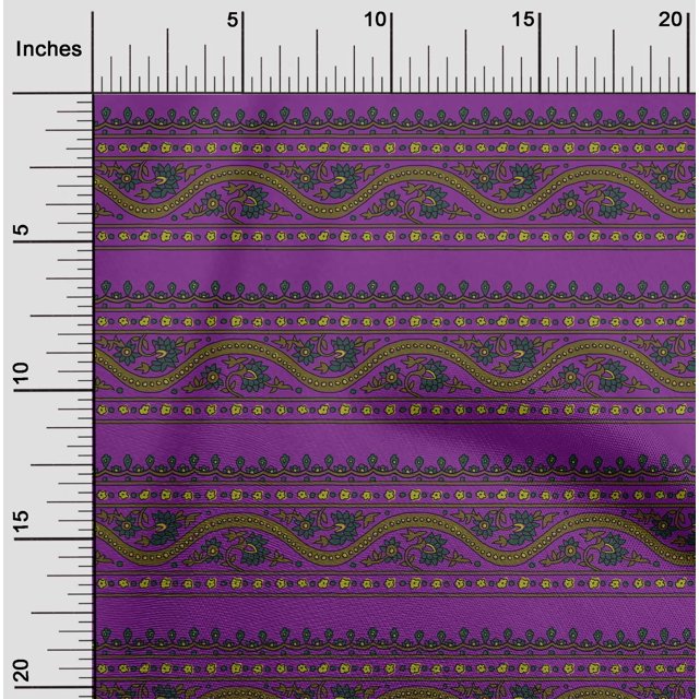 oneOone Cotton Poplin Fabric Leaves & Floral Block Decor Fabric Printed BTY 56 Inch Wide