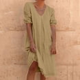 thumbnail image 1 of Liquidation d'Été 2025! Robe pour Femme Grande Taille, Liquidation de Robes d'Été pour Femmes, Combinaison d'Été pour Femme en Coton et Lin à Manches Courtes, Col en V, Manches Courtes, Jupe Longue, 1 of 5