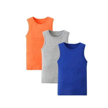 Débardeur pour Filles, Chandails pour Enfants 3 Pcs Sans Manches T-Shirt Graphique Uni Col Rond Crop Top pour Filles et Garçons Débardeur Tee
