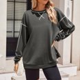 thumbnail image 2 of Penkiiy Chandails en Molleton Oversize pour Femmes Manches Longues Col Rond Chandail Tops Automne Hiver 2024 Tendance Fermeture à Glissière Latéral Sortie Chandails à Capuchon L Gris Foncé, 2 of 7