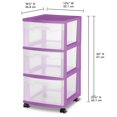 thumbnail image 3 of Sterilite 3 Drawer Cart - Purple, 3 of 4