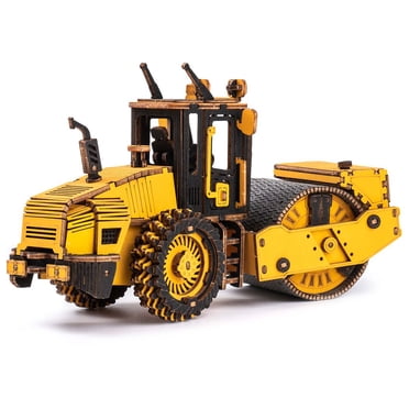 ROKR 204 Pieces Road Roller Engineering Vehicle 3D Wooden Puzzle Diy Kit Gifts for Girls Boys&Adult