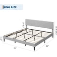 thumbnail image 2 of King Bed Frame with Charging Station, Corduroy Upholstered Platform Bed Frame with Headboard and Storage Shelf, Solid Wood Slats, No Box Spring Needed, Noise Free, Easy Assembly, Gray, 2 of 8