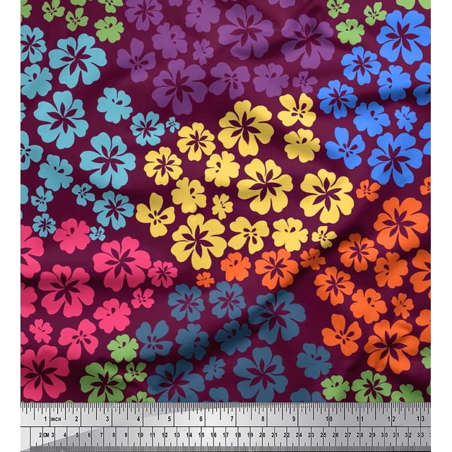 Soimoi Poly Georgette Fabric Artistic Flower Printed Fabric 1 Yard 42 Inch Wide