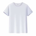 thumbnail image 1 of MIASHUI T-Shirt à Col Rond à Manches Courtes Unisexe Garçons Filles, T-Shirt en Coton Uni, Blanc, 5-6 Ans, 1 of 3