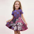 thumbnail image 3 of Nouvelle Robe d'Été pour Filles Mode Dessin Animé Mignon Kuromi & My Melody Robe Imprimée 3D Manches Courtes Princesse Vêtements FGS, 3 of 7