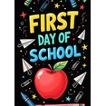 thumbnail image 4 of Colorful Backdrop Banner with Apple and School Elements for First Day of School Party Supplies Photography Props Decorations School Events Classroom Decor Back to School Celebrations, 4 of 4