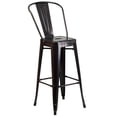 thumbnail image 2 of 23.75'' Square Black-Antique Gold Metal Indoor-Outdoor Bar Table Set with 2 Stools with Backs, 2 of 5