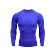 thumbnail image 1 of MAWCLOS Mens Summer Tops Crew Neck Sport T Shirt Solid Color Compression Shirts Breathable Running Long Sleeve Tee Colorful Blue M, 1 of 2