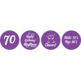 thumbnail image 2 of Darling Souvenir Cheers 70th Birthday Custom Name Stickers 190 Pcs Candy Labels Party Favor-Purple, 2 of 2