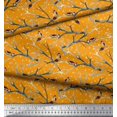 thumbnail image 2 of Soimoi Orange polyester Crepe Fabric Branch,Dot & American Robin Bird Print Fabric by Yard 52 Inch Wide, 2 of 3