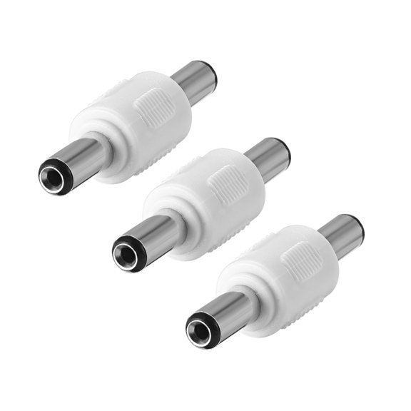 Unique Bargains 3 Pcs Connecteur DC Mâle à Mâle 5.5mm x 2.1mm Câble d'Alimentation Adaptateur Jack Blanc