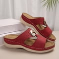 thumbnail image 4 of Styesk Womens Sandals Summer New Foreign Trade Large Size Wedge Fish Mouth Solid Color Large Size One Line Outside To Wear Beach Sandals, 4 of 6