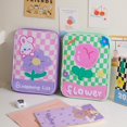 thumbnail image 4 of Girl Cartoon PU Checkerboard Pattern Tablet Case Zipper Clutch (Black), 4 of 8