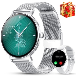 Smart Watch pour les femmes, 1.27" Fitness Tracker mince visage avec appels Bluetooth (Réponse & Make), Smart Watch convient pour Android et iPhone, IP68 Imperméable, 110+ Modes de sport Smartwatch (2 Enveloppe)