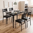thumbnail image 4 of Modern 5-Piece Dining Table Set for 4 – Kitchen & Dining Room Furniture with Rectangular MDF Tabletop and 4 Soft Cushioned Chairs – Compact Black Set for Small Spaces, Apartment – Black, 4 of 11