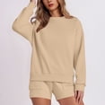 thumbnail image 4 of HAiming Ensemble 2 Pcs pour Femmes Chandail Col Rond Chandails en Molleton et Shorts Surdimensionnés Amples, 4 of 5