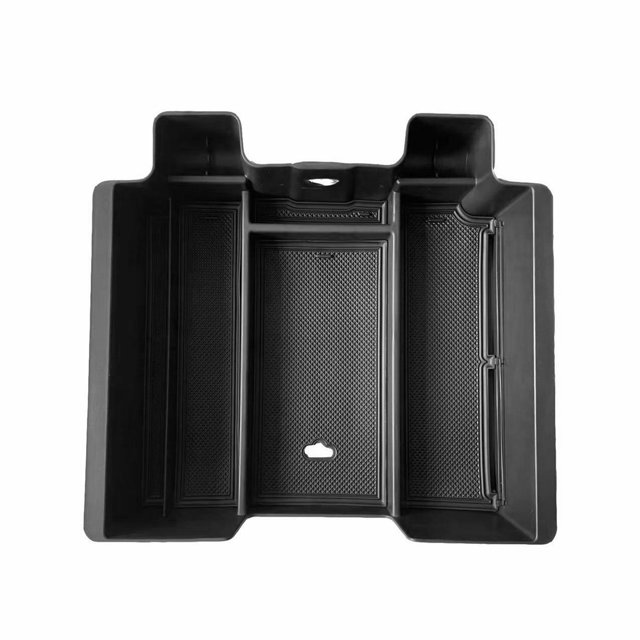 Mistaha Car Organizer Tray Insert for Chevy Silverado GMC Sierra 1500 2019-2023, a black plastic center console storage box with anti-slip interior pads. Designed to organize small items like keys, coins, and pens, it fits perfectly in the center console, ensuring a neat and orderly car interior. Durable and wear-resistant, it enhances driving safety by reducing distractions.