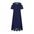 thumbnail image 4 of LSLJS Plus Size Women Sexy Ruffle Strapless Splicing Lace Splicing Short Sleeve Dresses, Plus Size Dress, 4 of 7