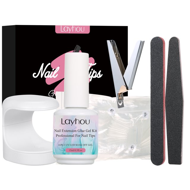 Layhou Manicure Gel Polish Set Nail Gel Set UV LED Nail Gel Set Nail Extension Gel Kit False Nail Tips Nail Clip Nail File fo Salon Home Use