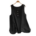 thumbnail image 2 of WEIYLL Tshirt for Women Crew Neck Sleeveless Button Up Black Tops Sizes L, 2 of 4
