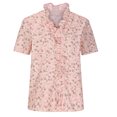 thumbnail image 3 of Pompotops Women's Casual Solid Color Ruffle Collar Long Sleeve Ruffle Shirt Blouse V-Neck Short Sleeve Shirt Tops, 3 of 7