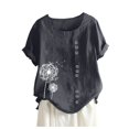 thumbnail image 1 of Plus Size Tops For Womens Casual Loose Button Linen Plus Size Daily Boho Tanic T-Shirt Blouse Tops, 1 of 6