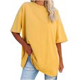 thumbnail image 1 of Plebaso T-Shirts Surdimensionnés pour Femmes 2025 Manches Courtes Hauts Amples Col Rond Décontracté Uni T-Shirts Basiques pour Femmes, 1 of 5