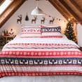 thumbnail image 1 of HITIME 100% Polyester Printed Christmas Duvet Cover Set - Twin Size 3 Piece Lightweight & Breathable Bedding Set, Soft Microfiber Comforter Cover with Zipper Closure, Christmas Stripe, 1 of 8