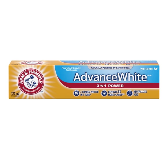 Arm & Hammer Advance White Toothpaste 3in1 Power, Winter Mint Flavor - Whitening, Deep Stain Removal, Acid Neutralization, 120ml